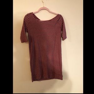 Red and Gray striped dress